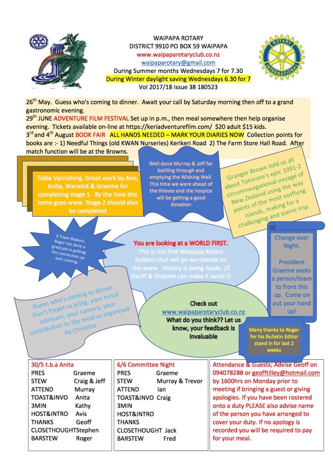 180523 Waipapa Rotary Bulletin