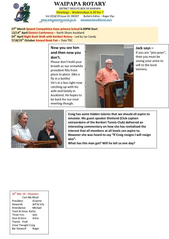 Bulletin for 20 03 19